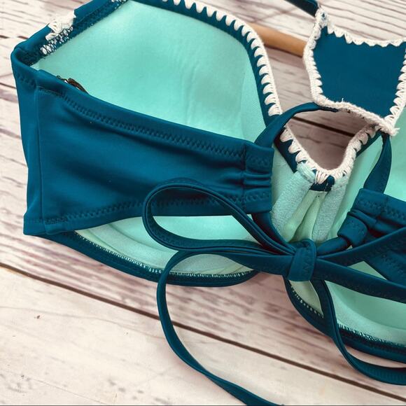 Shade & Shore blue green stitched edge bikini top - Picture 9 of 12